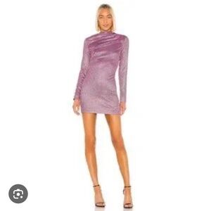 RtA Harper Metallic Mini Dress Disco Pink